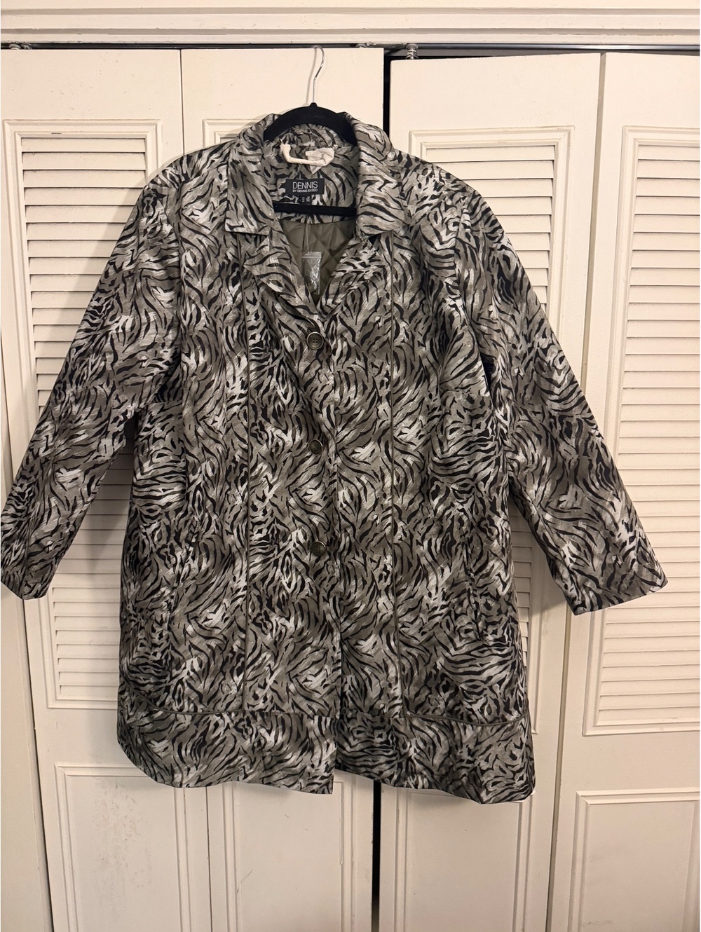 Dennis by Dennis Basso 3X Animal Print Double Breasted Raincoat Plus Size
